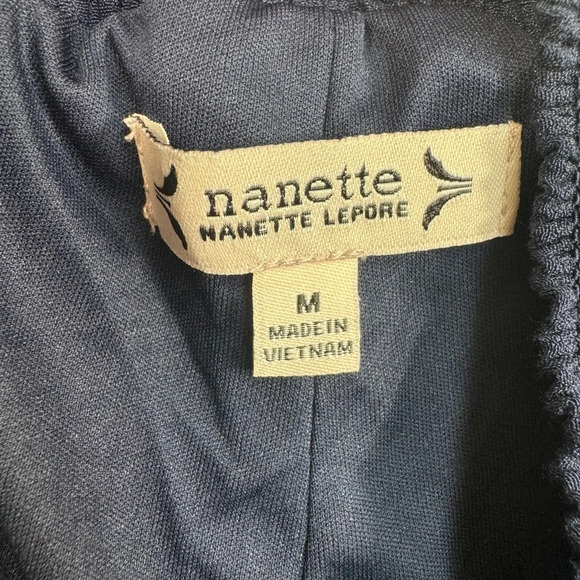 Nanette Lepore Pull On Wide Leg Pants Womens Sz Med Blue High Rise Smocked Waist - Picture 5 of 11